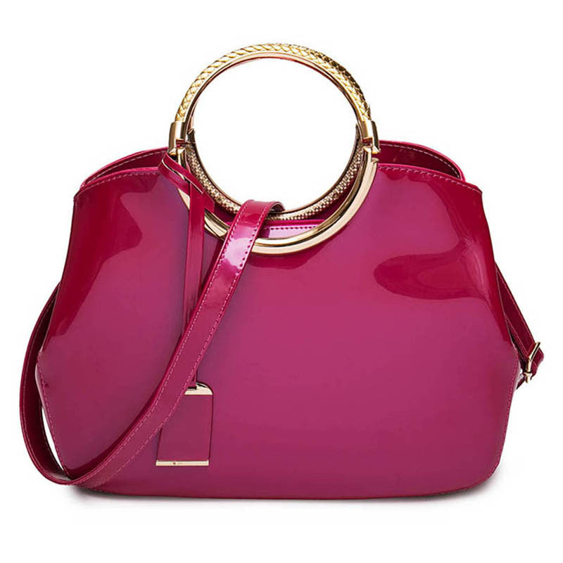 Women's Trendy Shiny Patent Leather Hanging Portable Women's Handbag