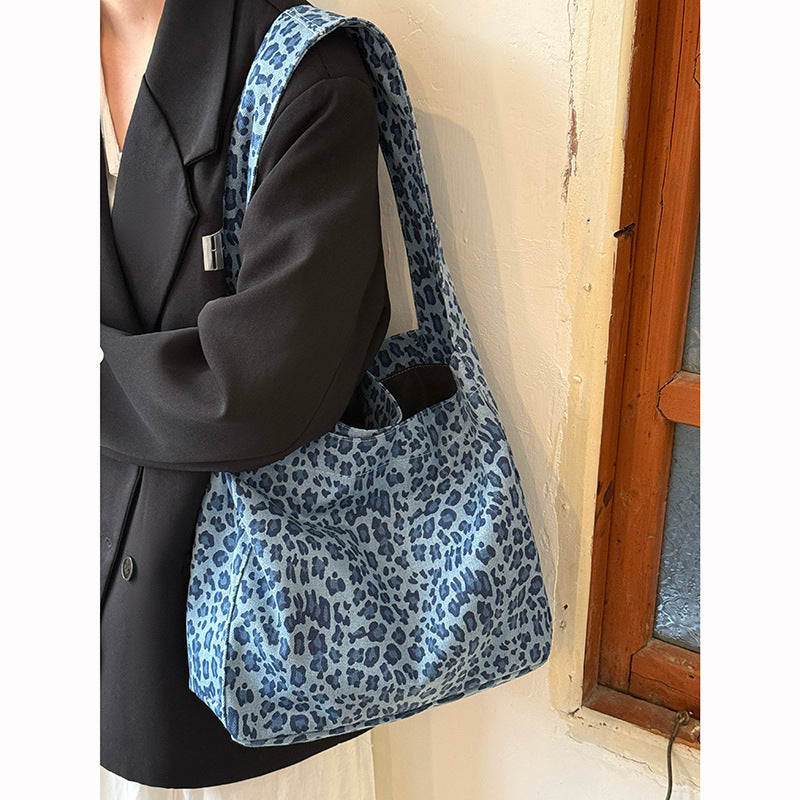 College Class Mummy Summer Idle Style Large Capacity Leopard Women's Shoulder Bag