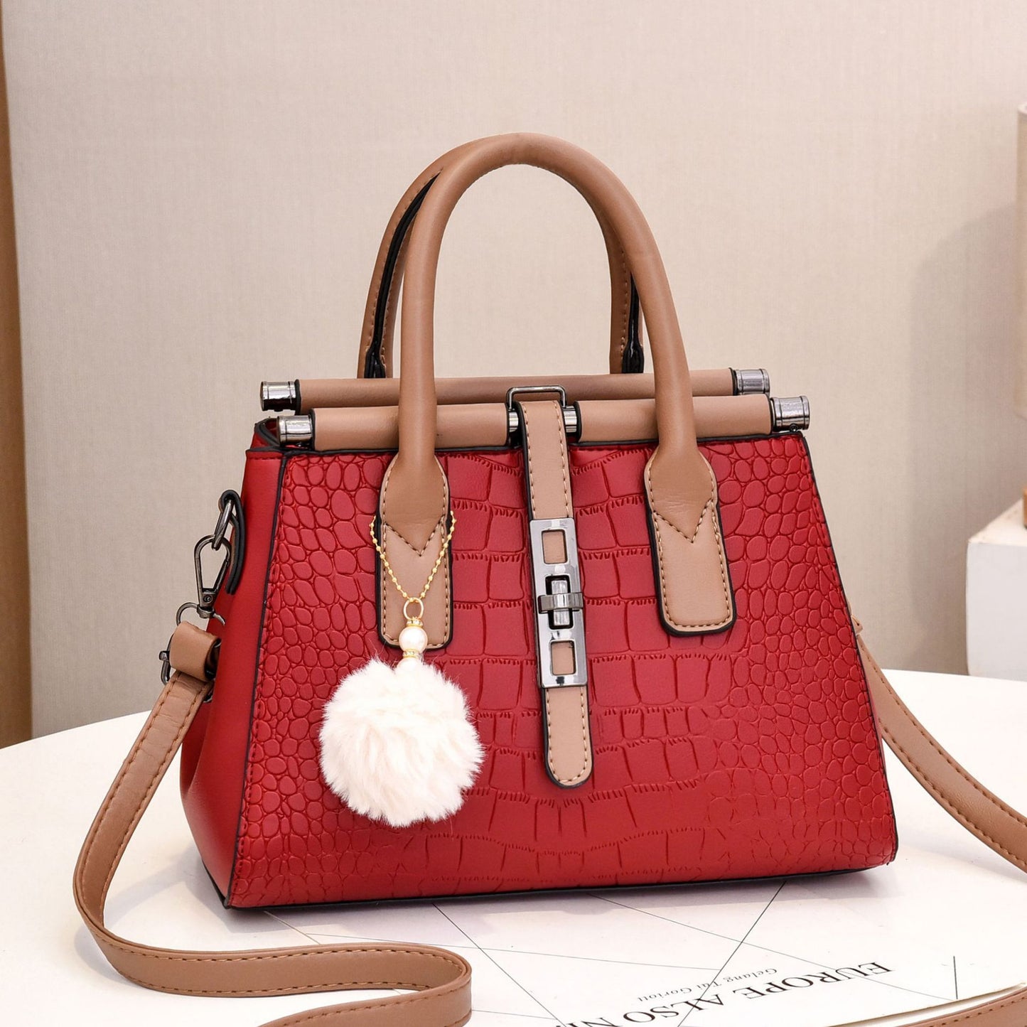 Women's Crocodile Pattern Portable Elegant Fashion Large Capacity Women's Handbag
