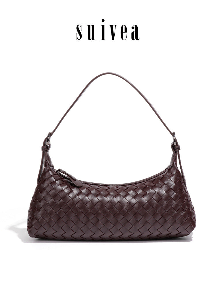 Women's Woven Baguette Retro For Dumpling Underarm Bag