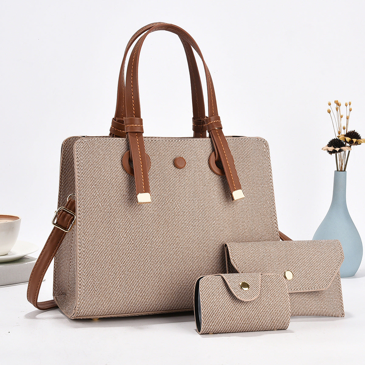 Women's Solid Color Commuter Three-piece Set Simple Women's Handbag