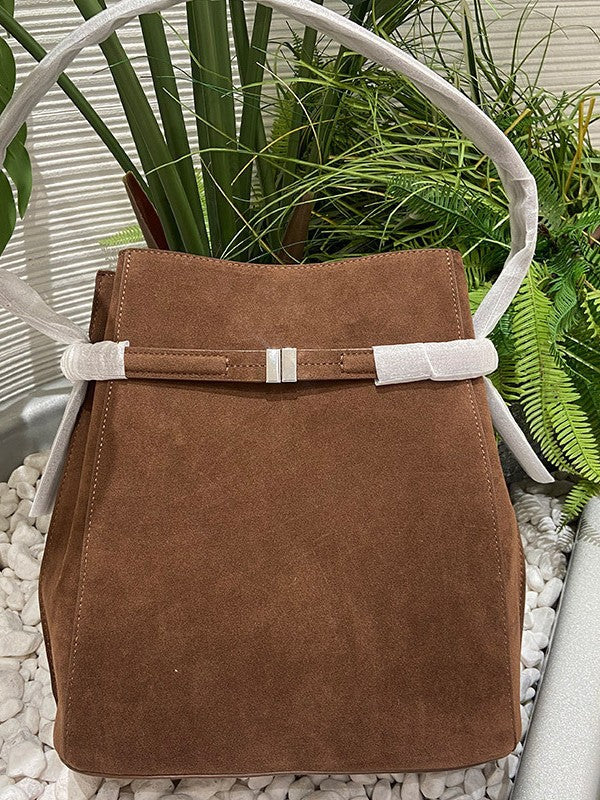 Genuine Leather Simple Female Swedish Design Versatile Bucket Bags