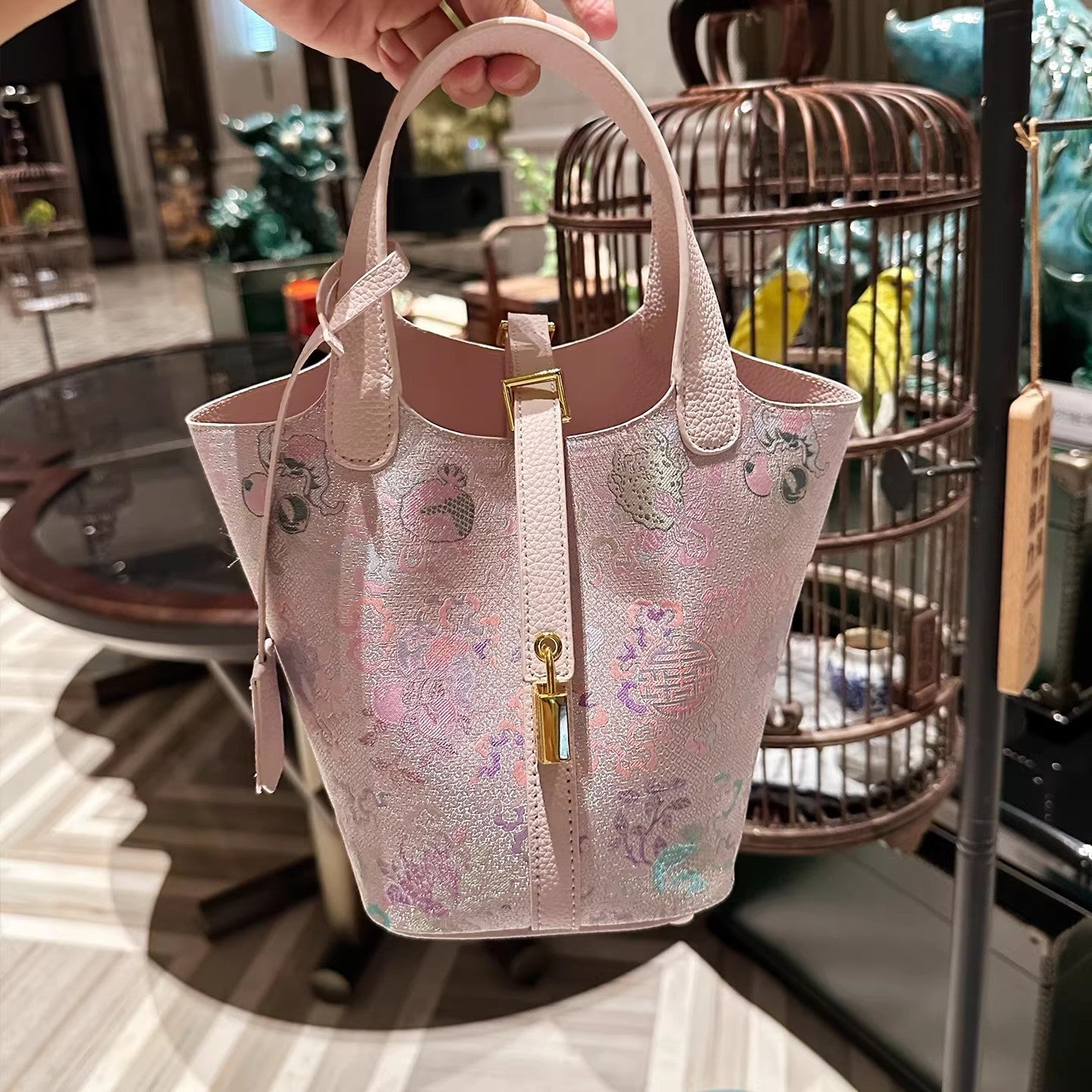 Women's Song Dynasty Brocade Pink Light Luxury Vegetable Bags