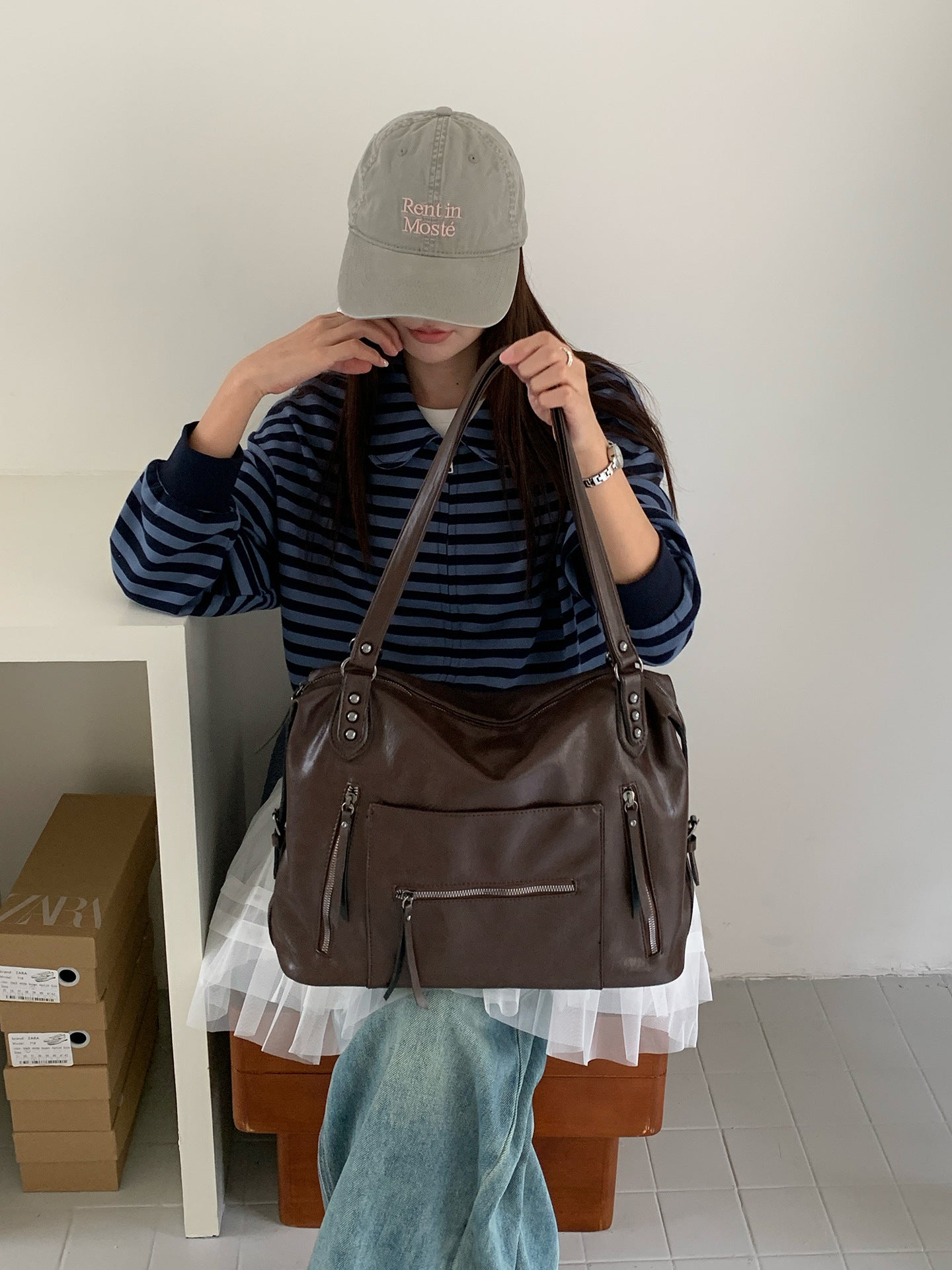 Women's American Retro Large Capacity Totes Design Fashion Motorcycle Commuter Bags