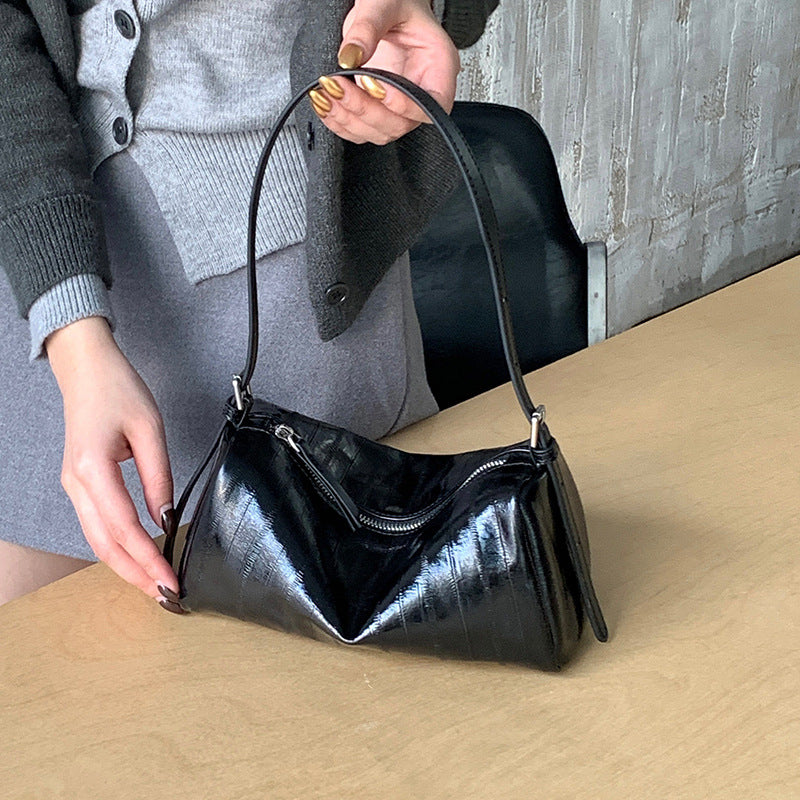Women's Baguette Niche Eel Pattern Pillow Leather Women's Shoulder Bag