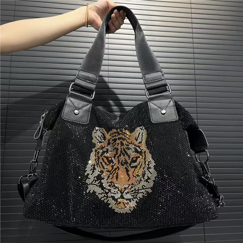 Women's Diamond Decorations Personalized Large Capacity Retro Temperament Bags