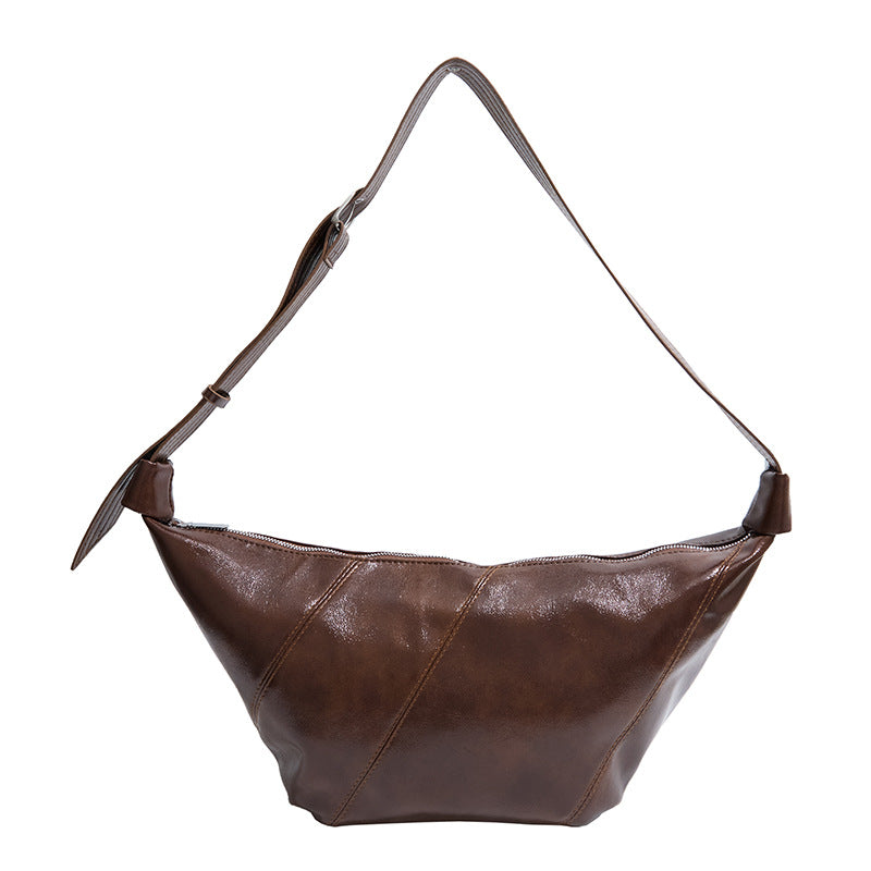 Women's Idle Style Soft Leather Oil Wax Dumpling Retro Large Capacity Women's Messenger Bag