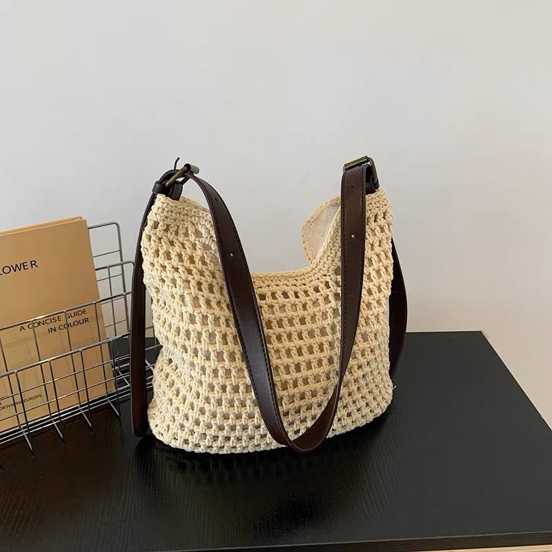 Hollow Hand Woven Beach Seaside Straw Tote Bags