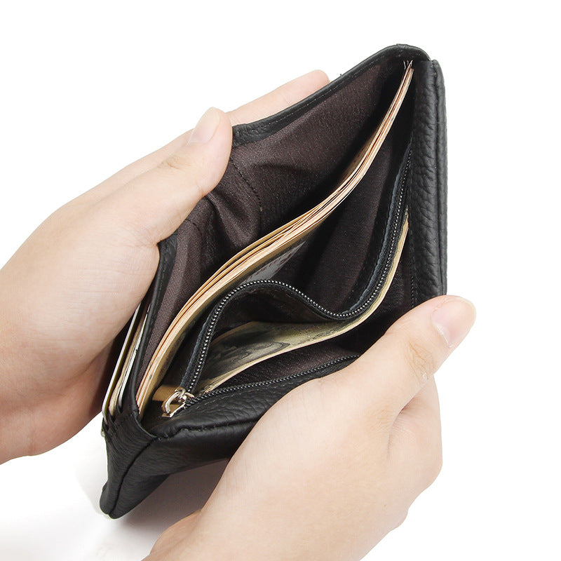 Women's & Men's First Layer Cowhide Leather Short Niche Lightweight Large Capacity Men's Wallets
