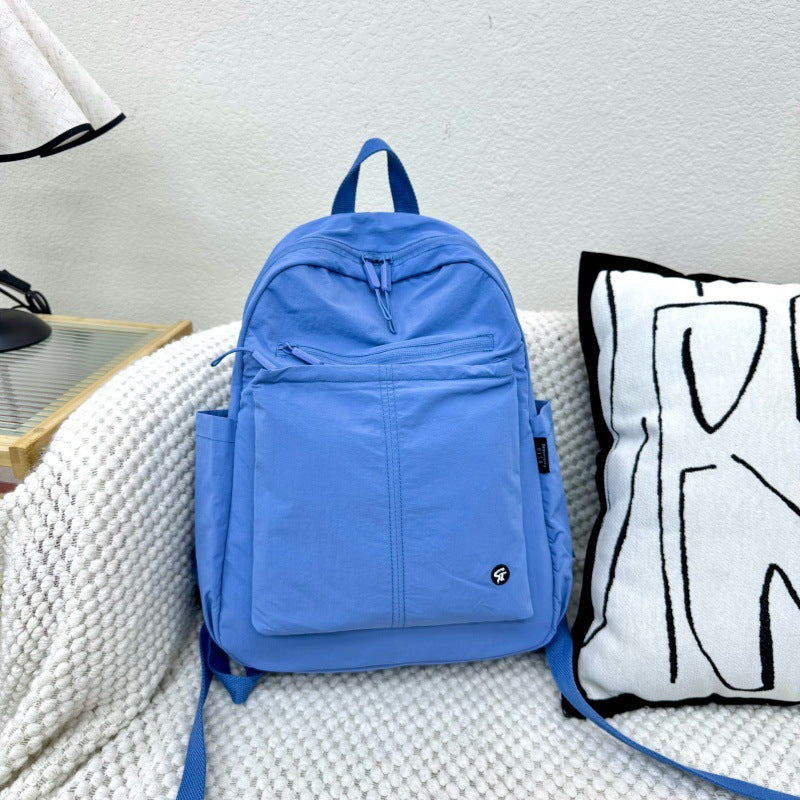 Nylon Cloth Trendy Large Capacity Contrast Leisure Backpack
