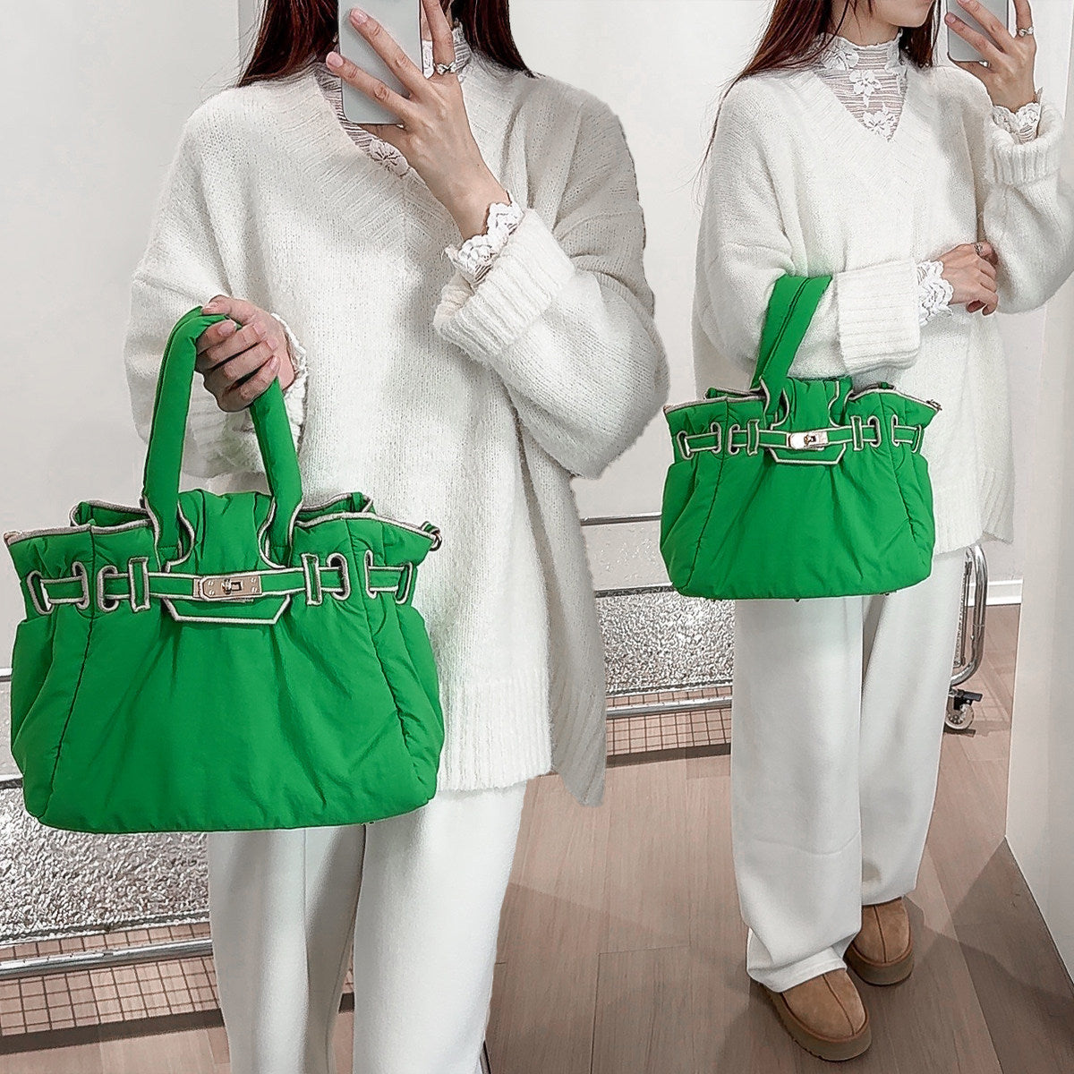 Women's Quilted Fashion High Density Nylon Portable Support Large Capacity Women's Shoulder Bag