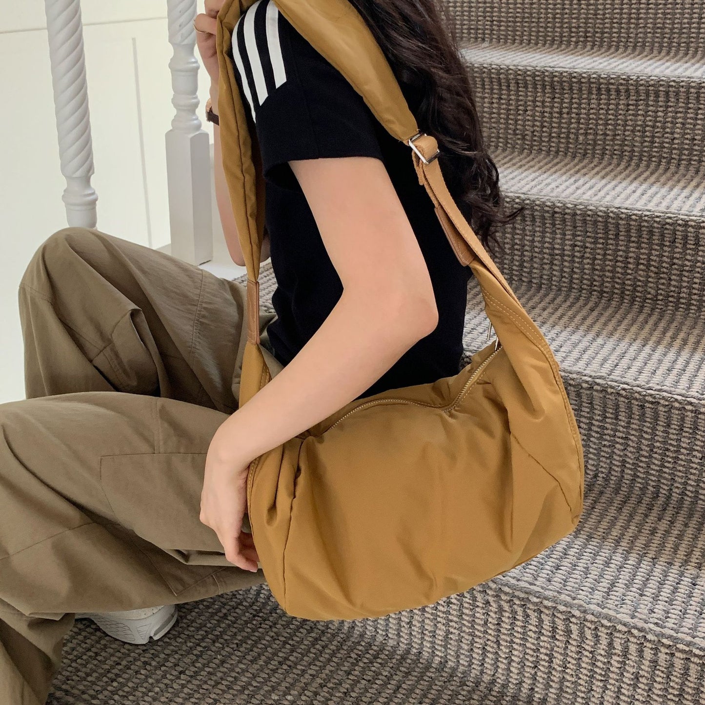 Waterproof Nylon For Boys Oblique Pattern Bags