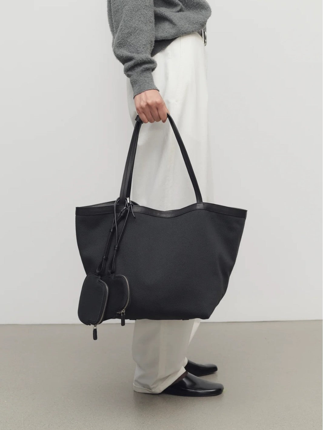 Double-sided Canvas Patchwork Leather Contrast Color Underarm Commuter Large Capacity Bags