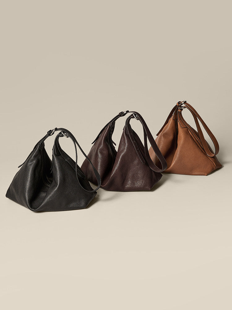 Women's Tanning Leather Sheepskin Binaural Large Capacity Bags