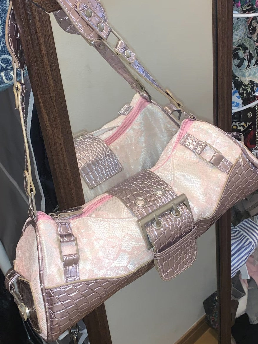 Women's Fashion Printed Lace With Leather Underarm Women's Shoulder Bag