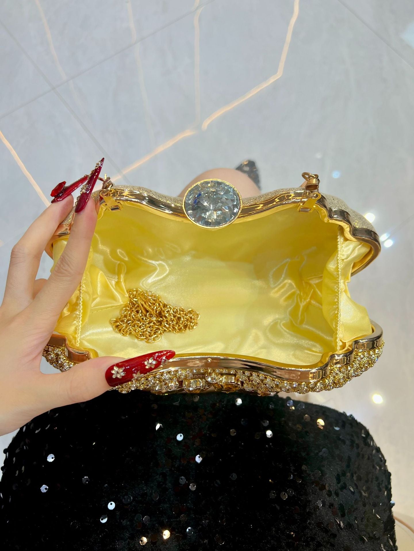 Women's Fashion Diamond Rhinestone Clutch Wedding Party Will Dinner Bag