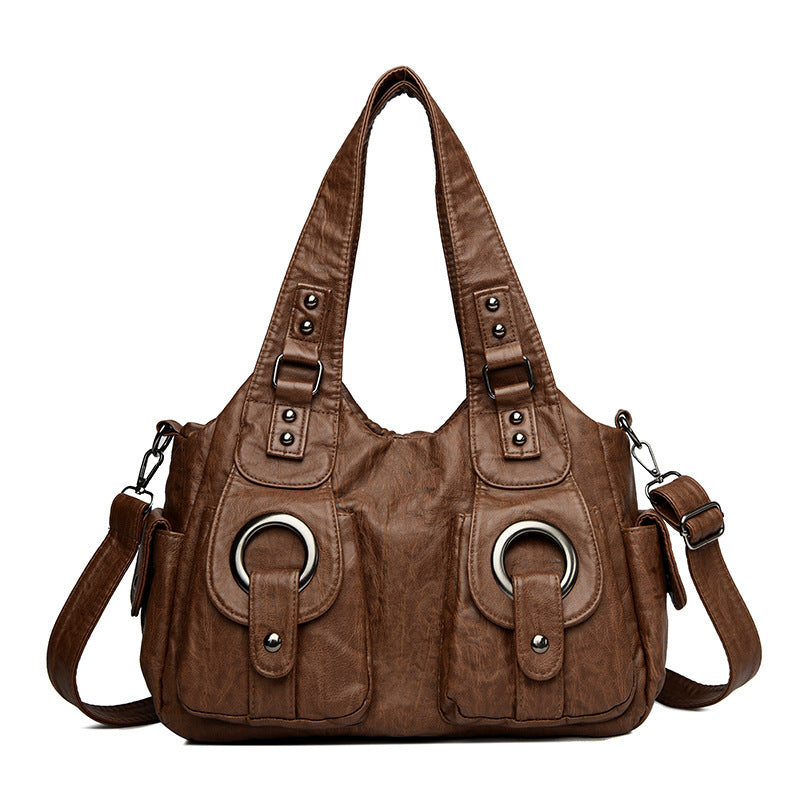 Women's Oil Wax Leather Motorcycle Retro Versatile Women's Shoulder Bag