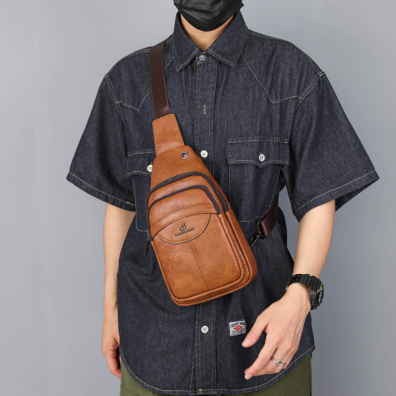 Men's Retro Business Commuter Vertical Texture Bags