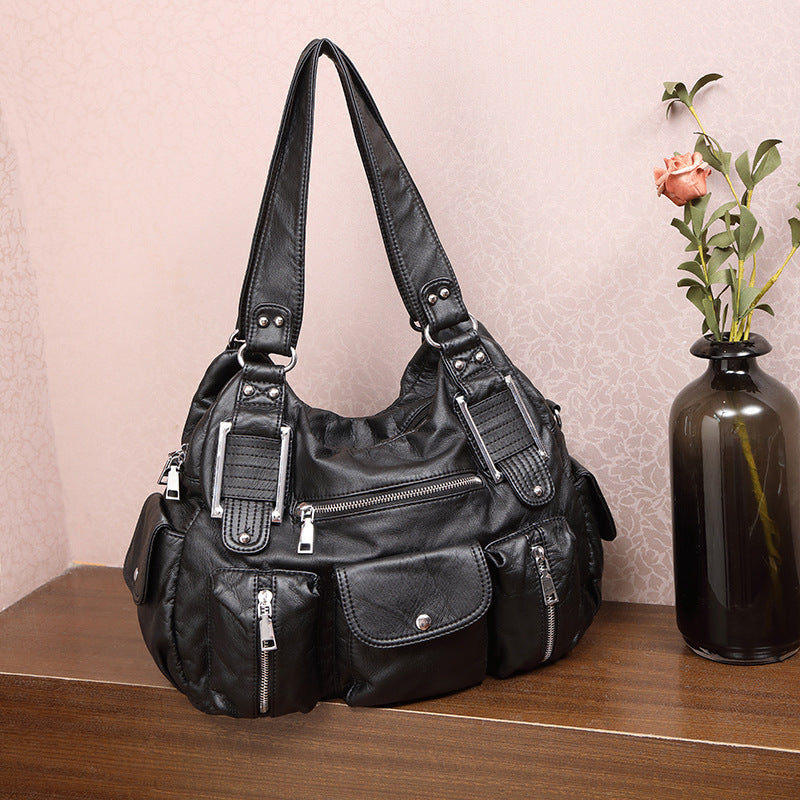 Stylish Women's Washed Large Capacity Retro Tote Bag