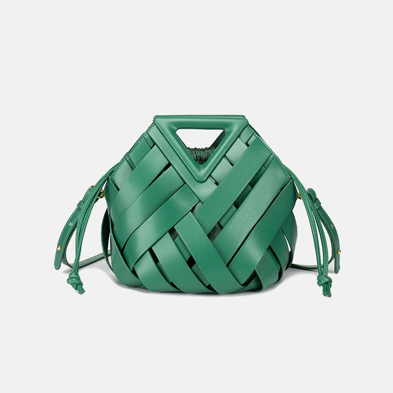 Women's Inverted Triangle Portable Vegetable Basket Hand Drawstring Women's Messenger Bag