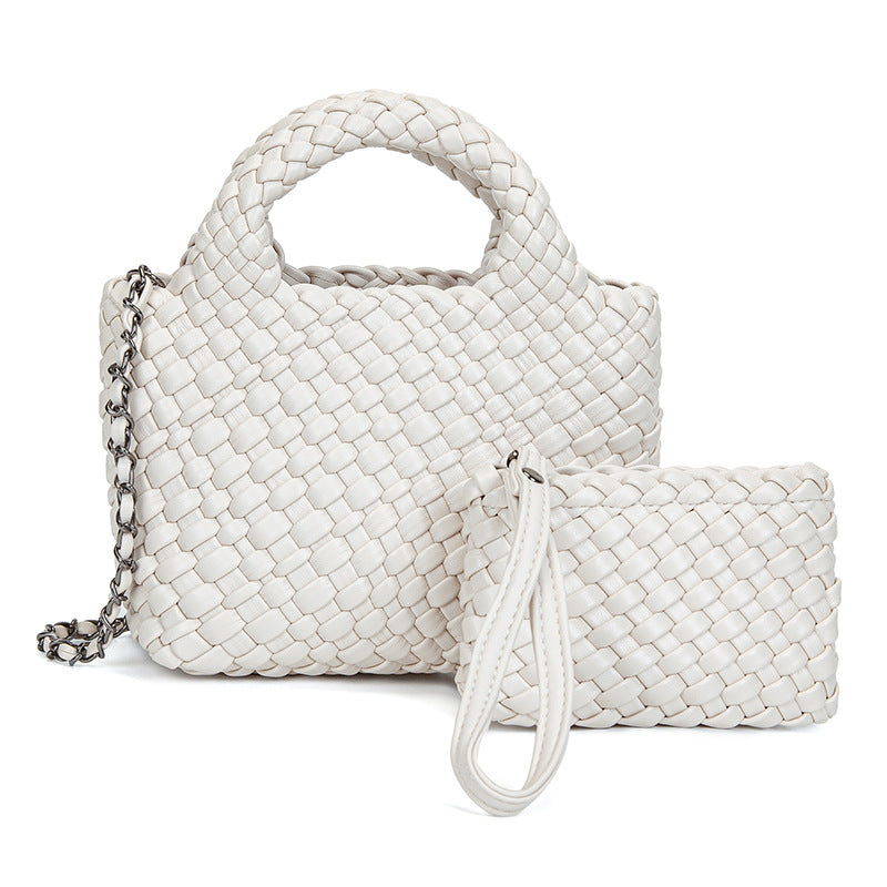 Hand-woven Leather Fashion Vegetable Basket Son Mother Women's Messenger Bag
