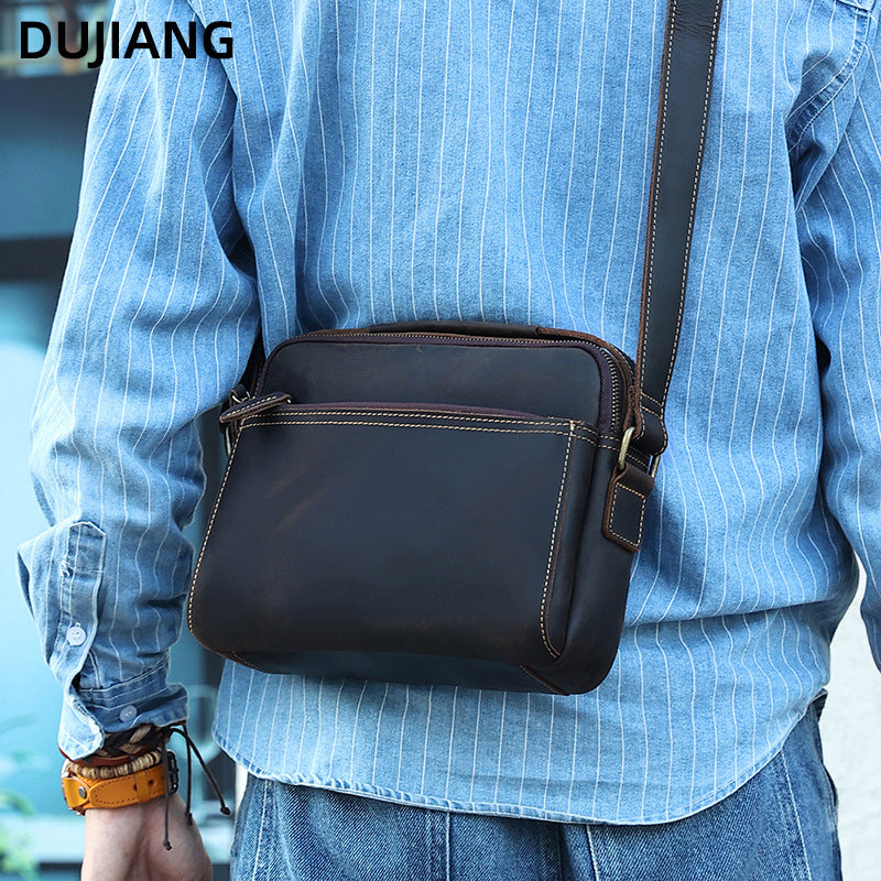 Men's Vintage Crazy Horse Leather Commuter Genuine Men's Shoulder Bag