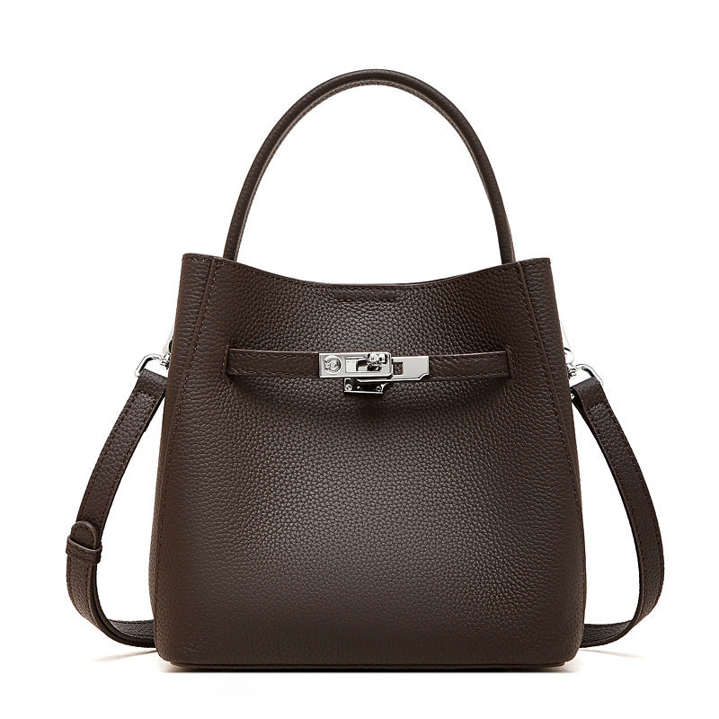 Women's First Layer Cowhide Vegetable Basket Leather Women's Shoulder Bag