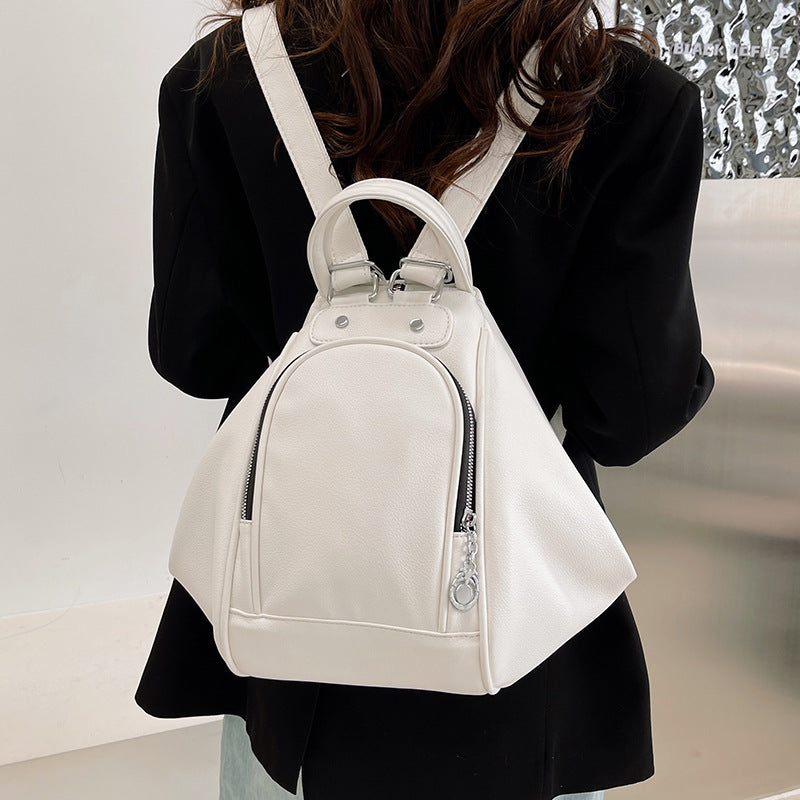 Women's Soft Leather Fashion Trend Solid Color Backpacks