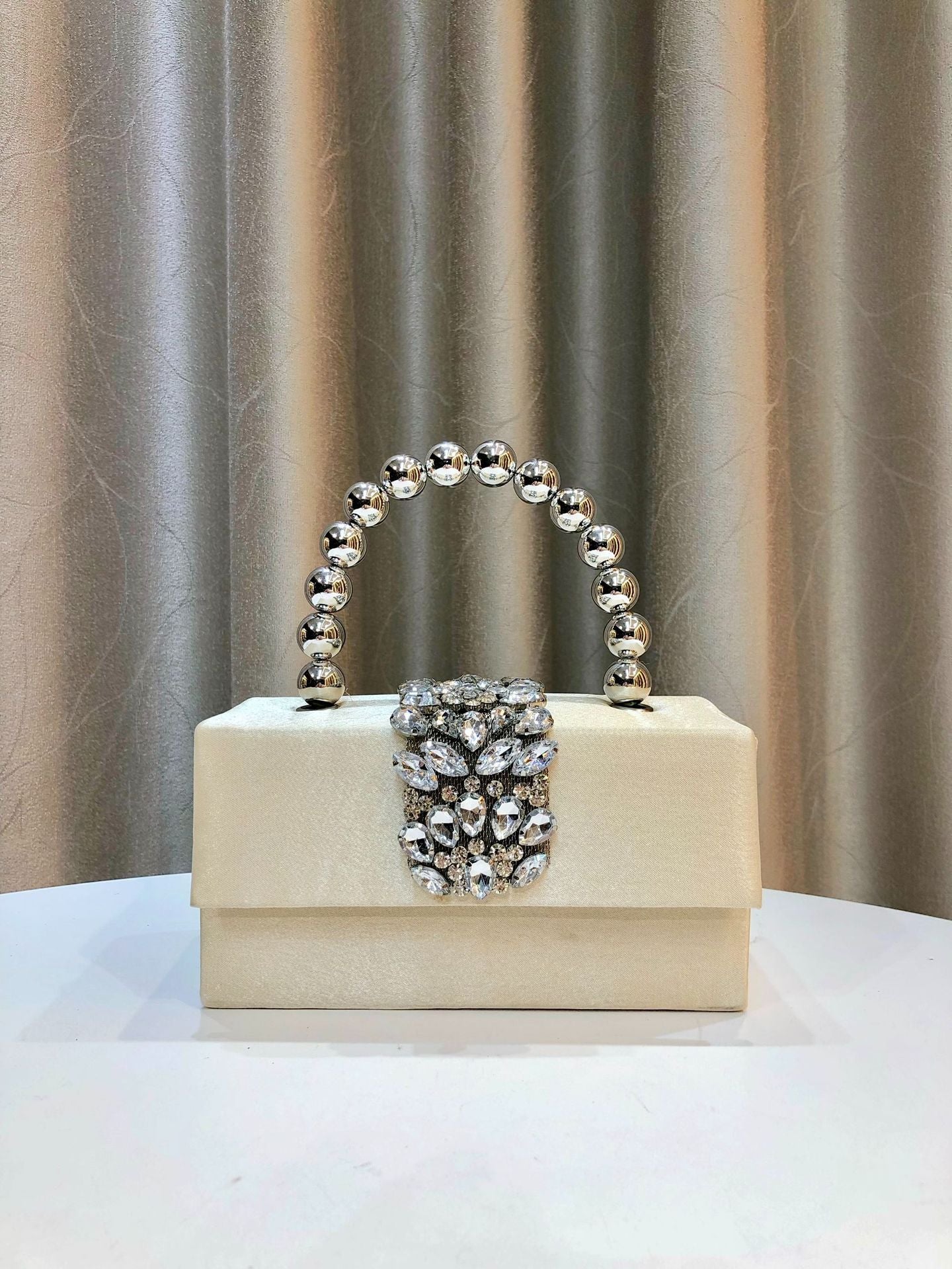 Shiny Rhinestone Banquet Silk Satin Pearl Dinner Bag
