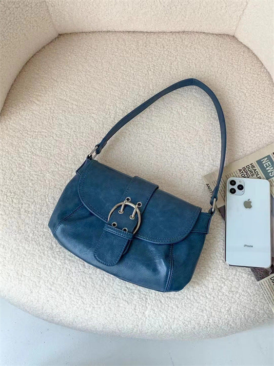 Flip Solid Color Korean Fashion Pleated One Women's Shoulder Bag