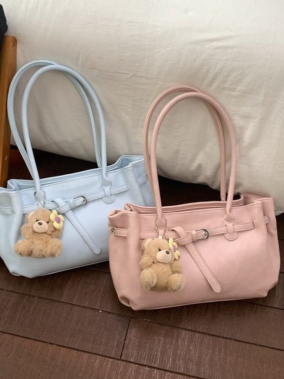 Women's Korean Style Simple Solid Color Large Capacity Stylish Good Texture Leisure Backpack