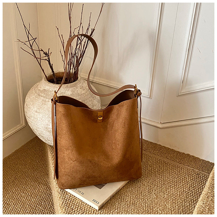 Women's Vintage Suede Commuter Elegant Large Capacity Women's Shoulder Bag