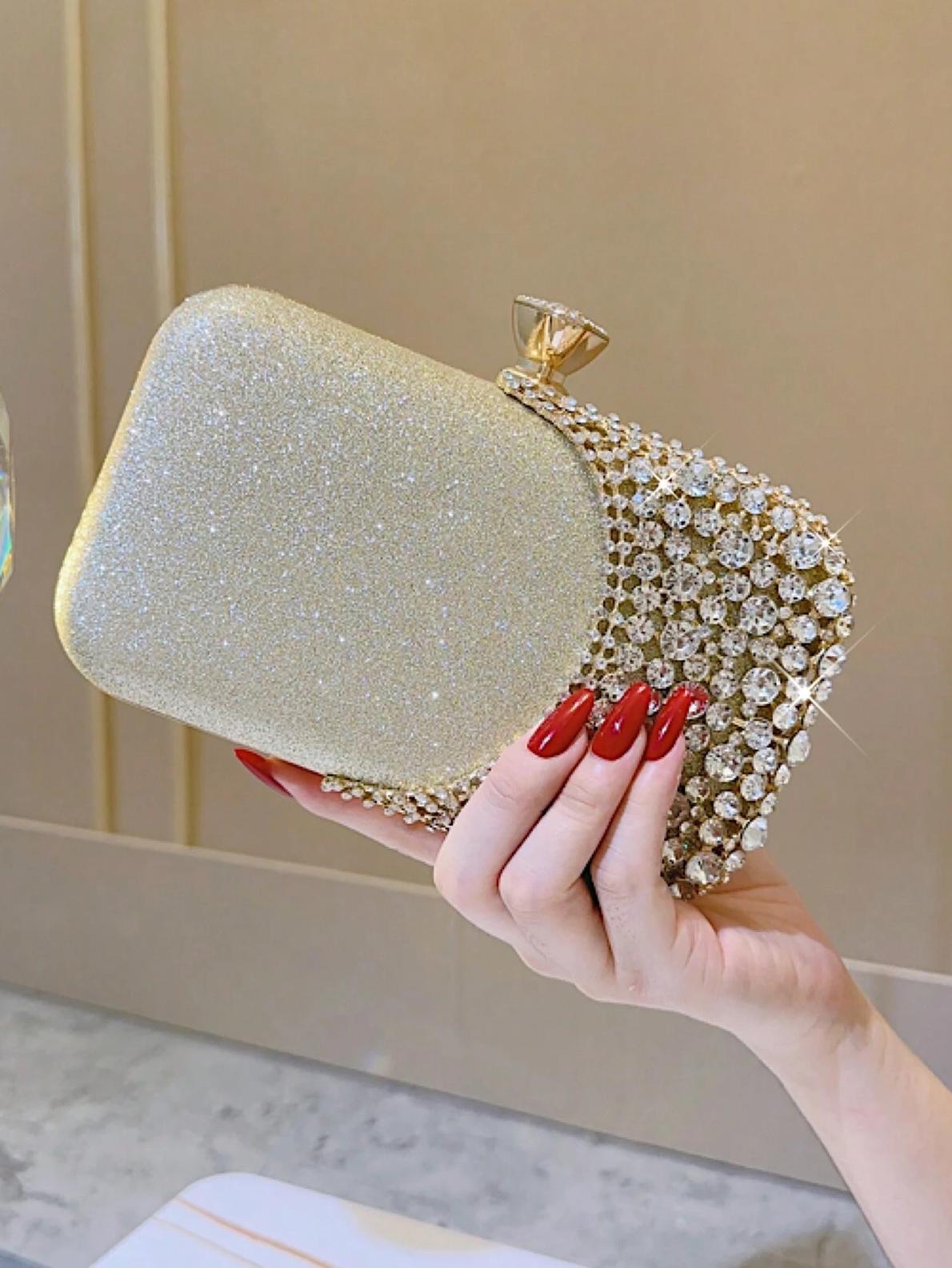 With Diamond Banquet Dress Garment Clutch Portable Hand Holding Wedding Dinner Bag