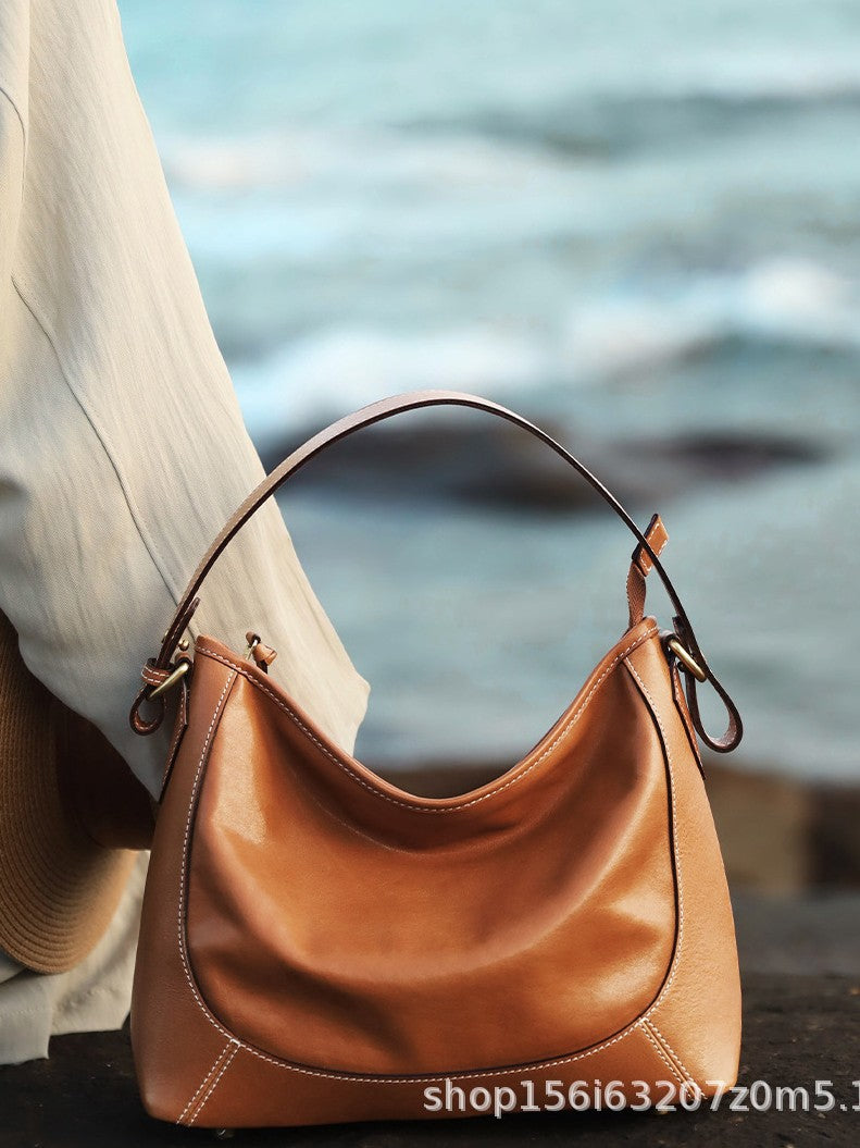 Plant Leather High-grade Niche Genuine Large Capacity Shoulder Bags