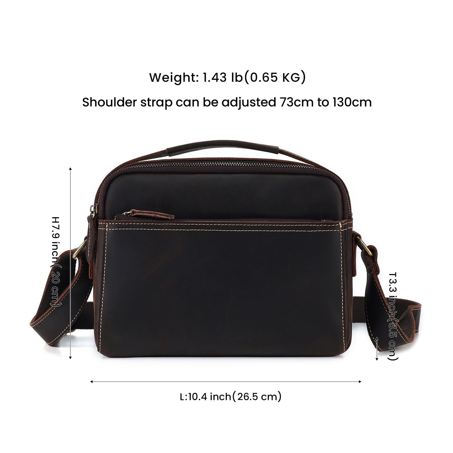 Men's Vintage Crazy Horse Leather Commuter Genuine Men's Shoulder Bag