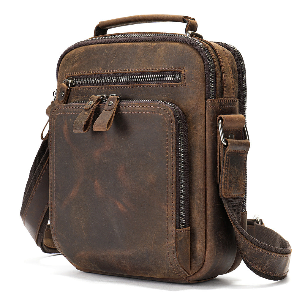 Genuine Leather Large Capacity Retro Crazy Men's Shoulder Bag