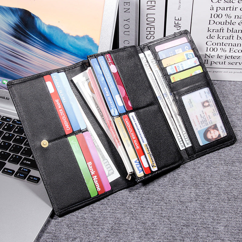Men's Layer Cowhide Long Genuine Leather Soft Business Men's Wallets