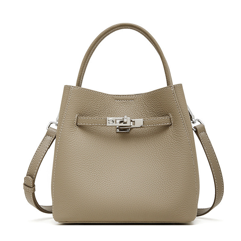 Women's First Layer Cowhide Vegetable Basket Leather Women's Shoulder Bag