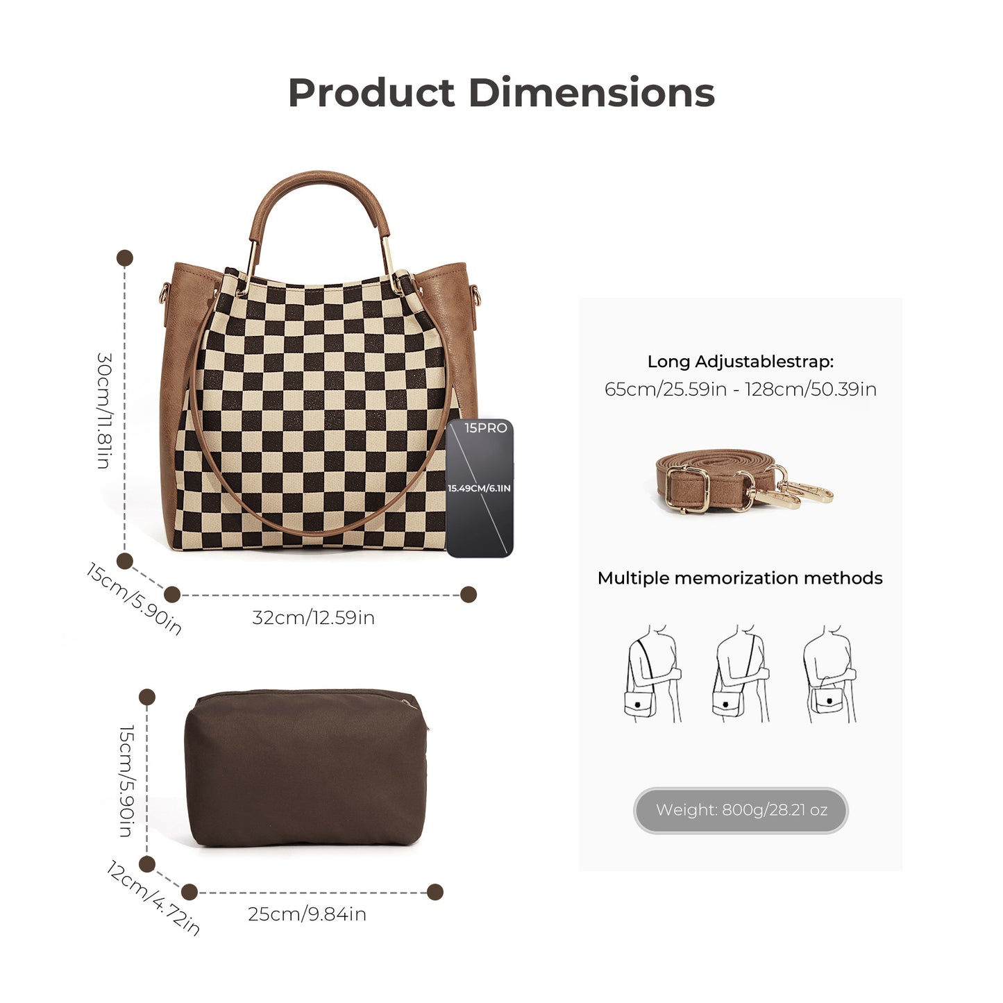 Fashion Black White Plaid Simple Elegant Retro Women's Messenger Bag