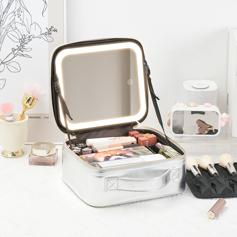Capacity With Mirror Light Skin Care Storage Makeup Bag