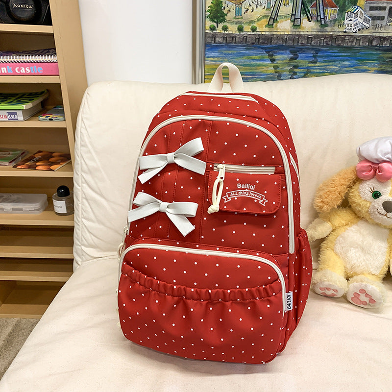 Bowknot Polka Dot Cute Medium Large Backpacks