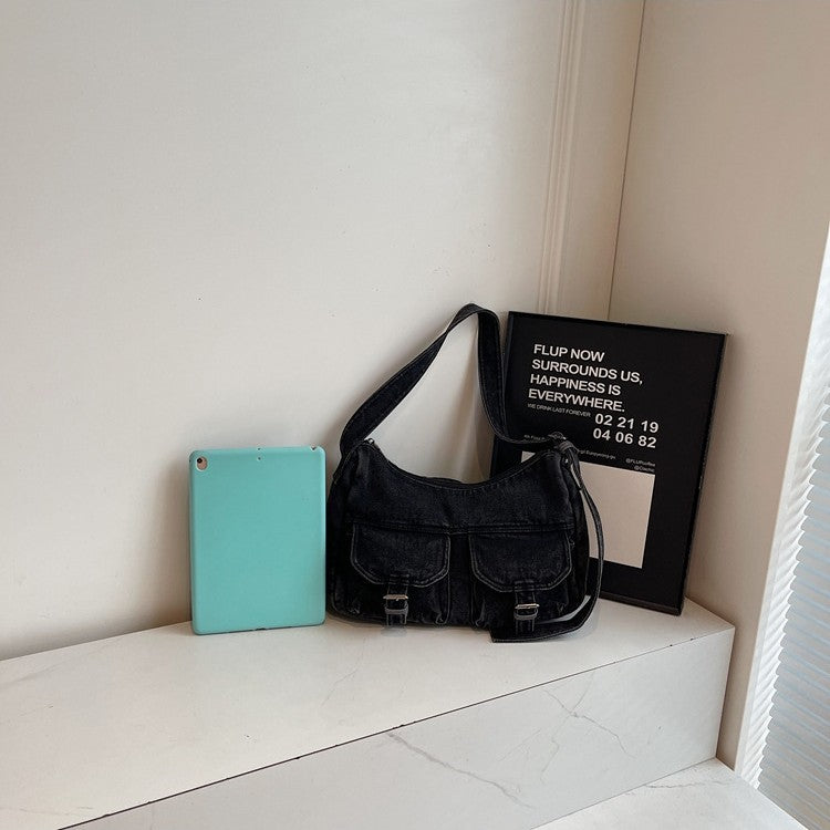 Women's Motorcycle Large Capacity Retro Denim Underarm Women's Shoulder Bag