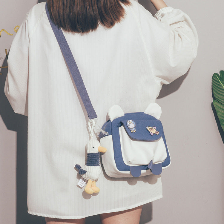 Fashion Women's Canvas Contrast Color Fresh Phone Bags