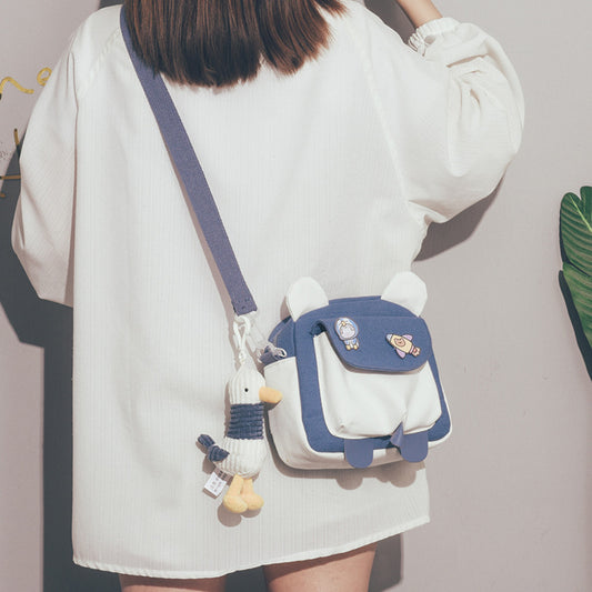 Fashion Women's Canvas Contrast Color Fresh Phone Bags