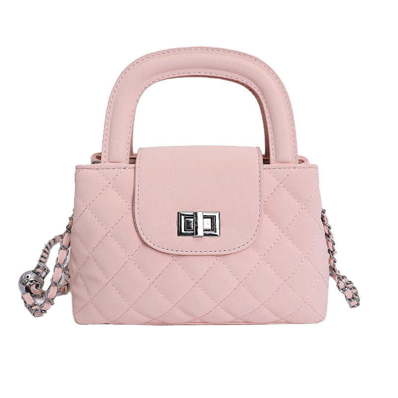 Women's Style Rhombus Chain Textured Portable Fashion Small Square Bag