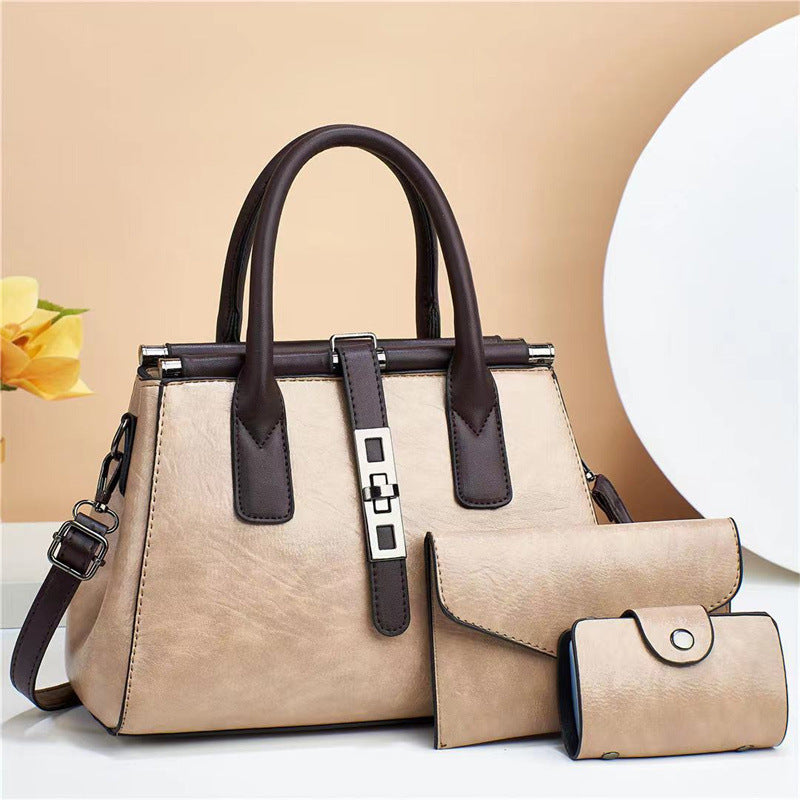 Women's Contrast Color Three-piece Retro Elegant Female Lady Women's Handbag