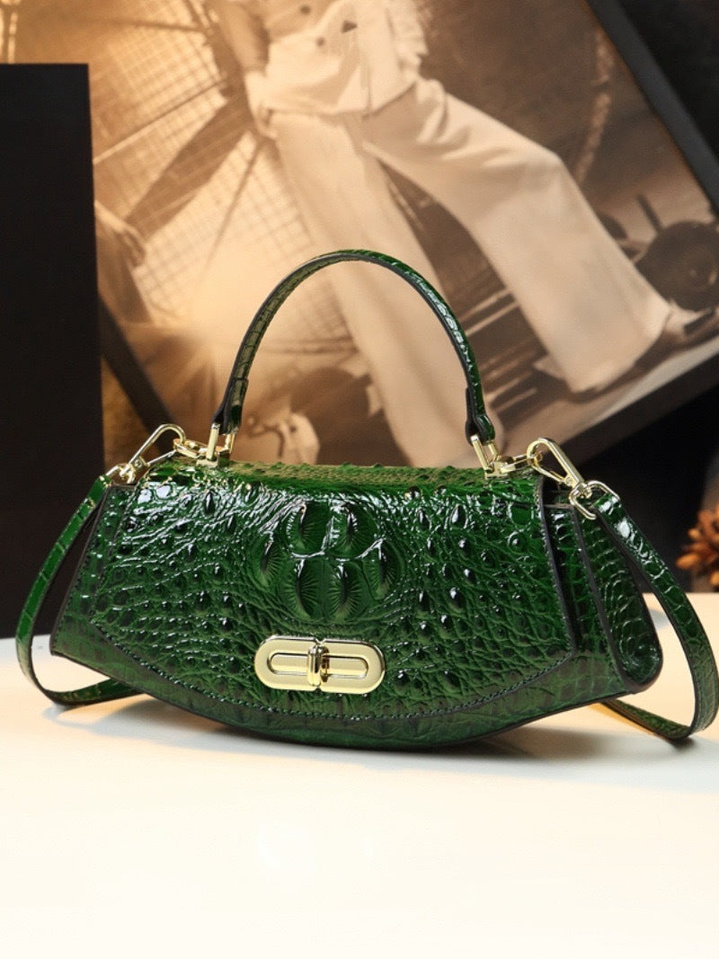 Women's Gold Ingot Mother Alligator Print Bags