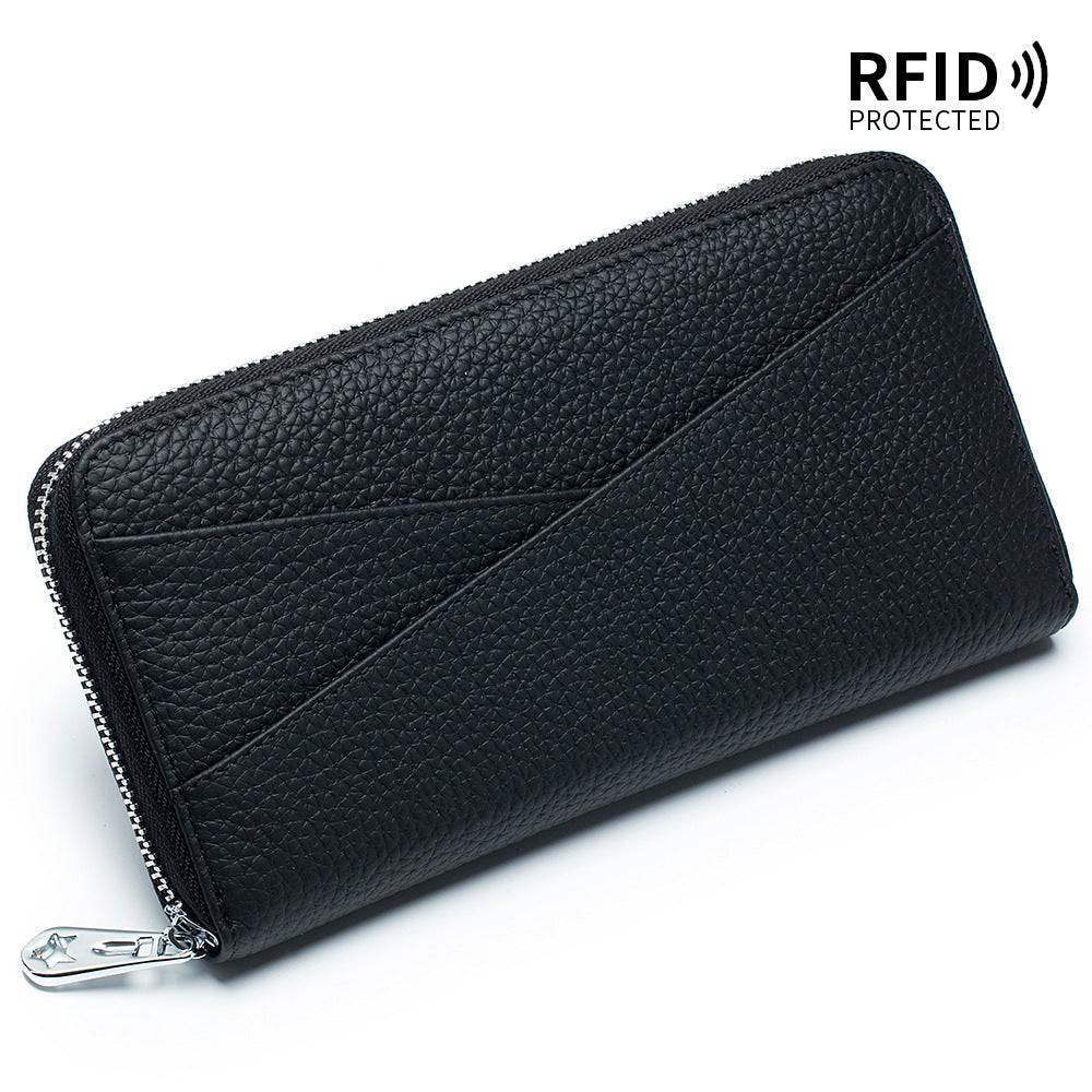 Women's Long Large Capacity First Layer Cowhide Expanding Genuine Leather Fashion Card Holder