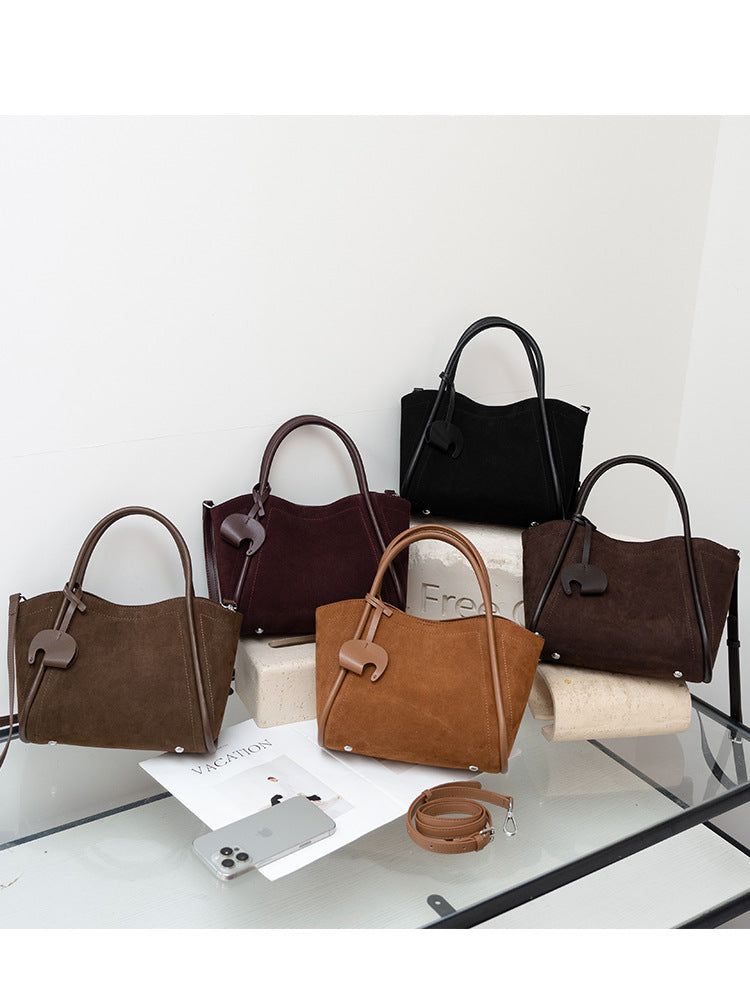 Women's Genuine Leather Frosted Cowhide Vegetable Basket Retro Affordable Women's Messenger Bag