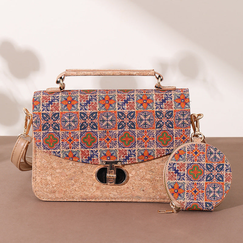 Women's Wooden Outside Retro Ethnic Style Cork Portable Niche Mori Artistic Bags
